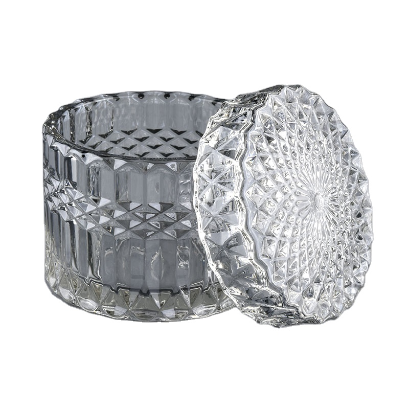 10oz large Supplier decorative glass candle vessel with lid