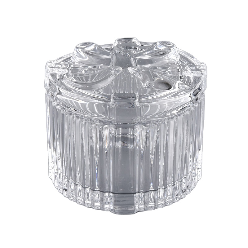 150ml Embossed Crystal Glass Candle Jar With Luxury Lids for candle making wholesale