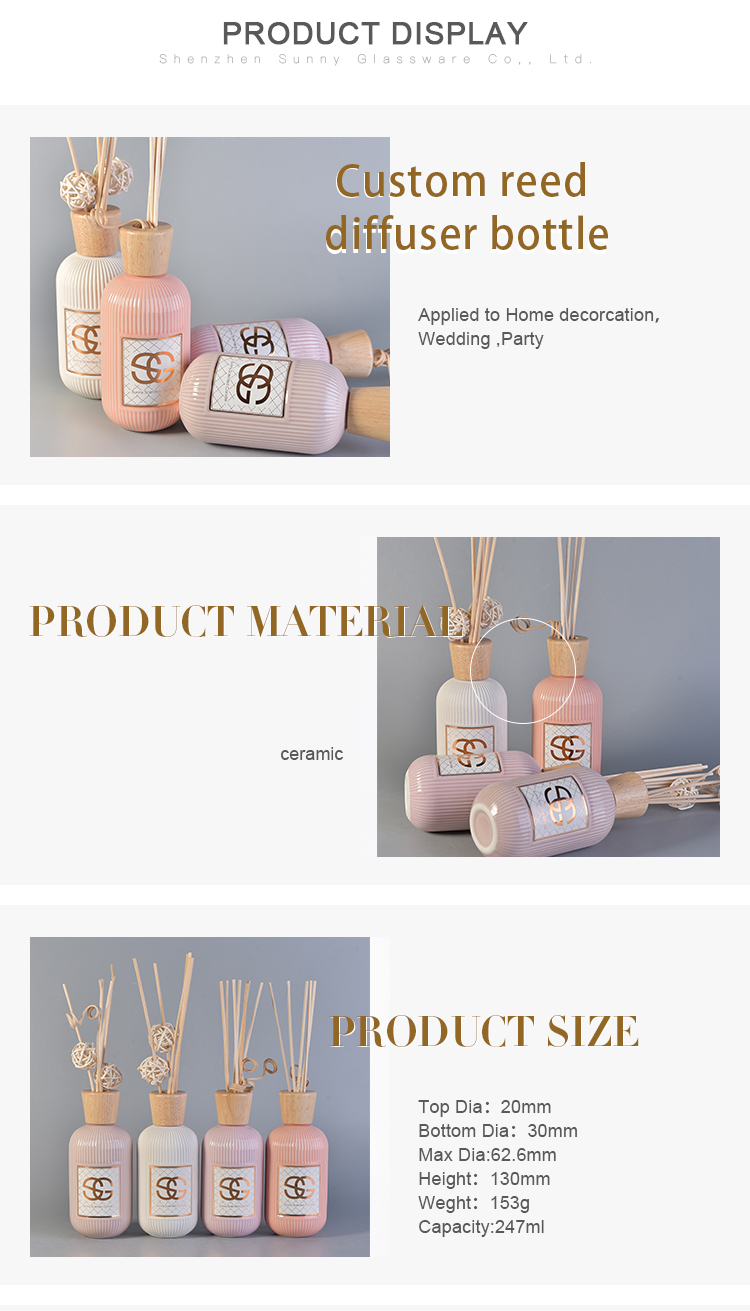 247ml decorative room ceramic reed diffuser bottle empty