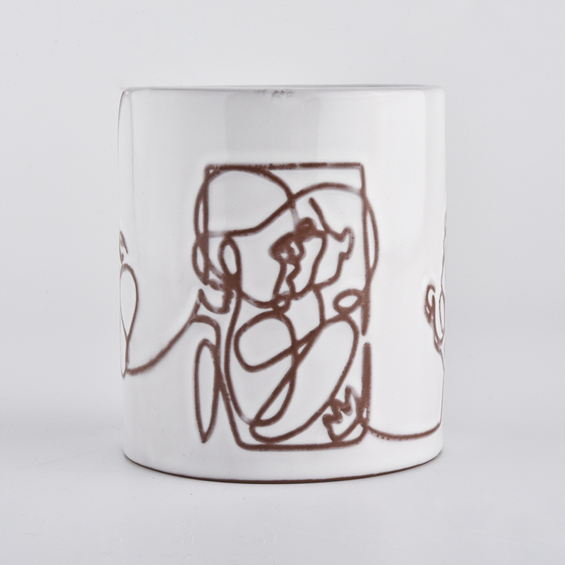 Silk-screen Printing Ceramic Candle Vessel White