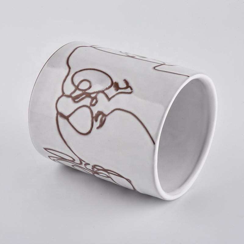 Silk-screen Printing Ceramic Candle Vessel White