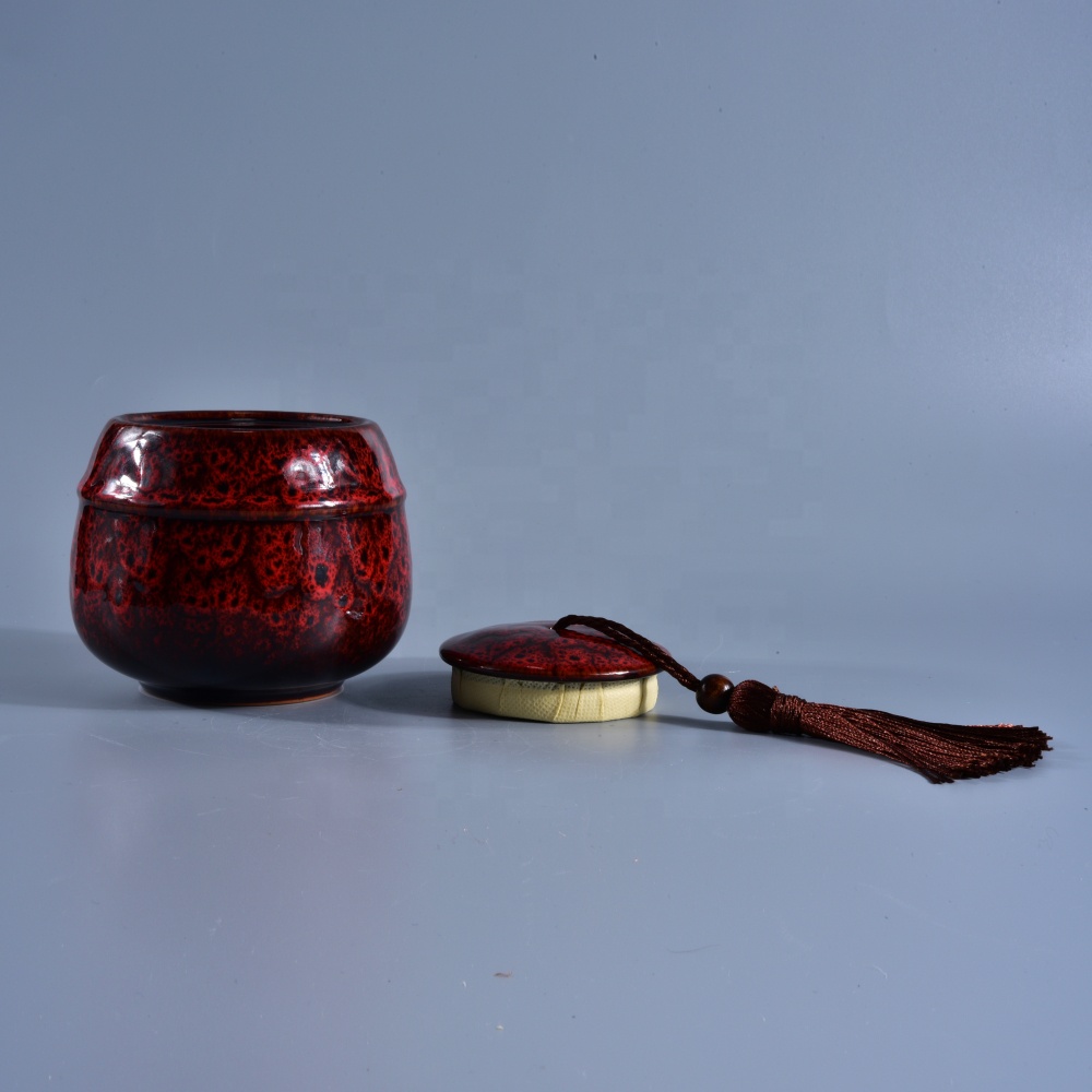 8oz 10oz Sunny chinese vintage decorative ceramic candle jars with lid