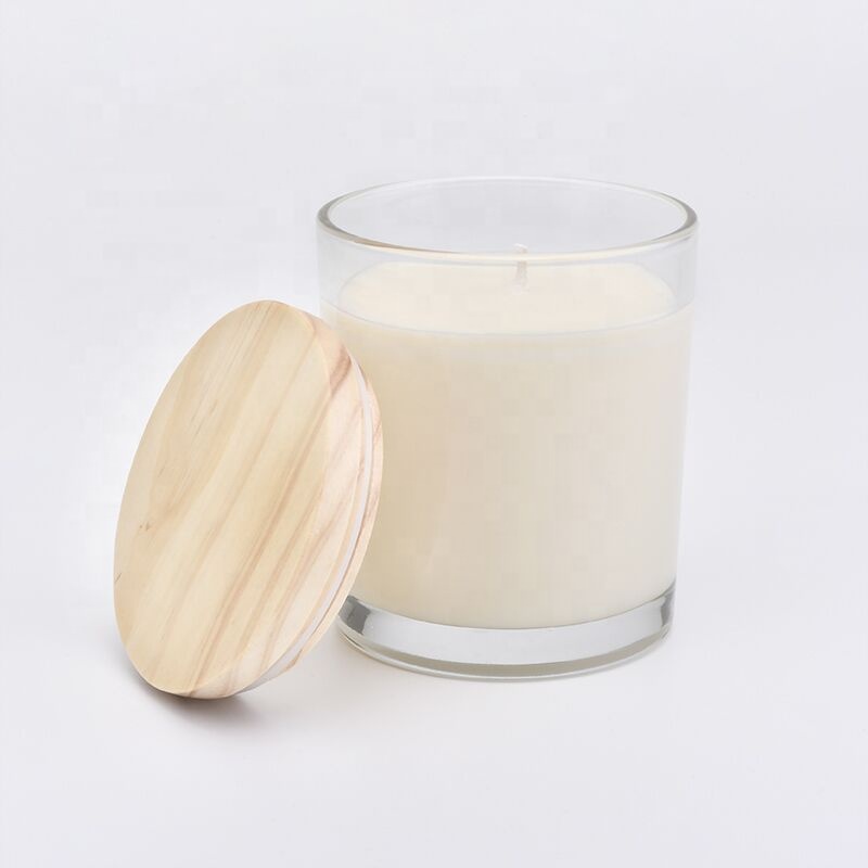 100% Soy Wax Clear Glass Candle Jars With Wooden Lids