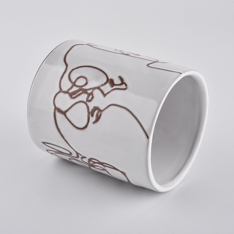 Silk-screen Printing Ceramic Candle Vessel White