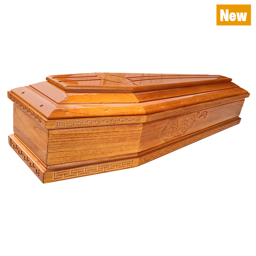 China Hot Sell High Quality European Style Paulownia Solid Wood Coffin manufacturer
