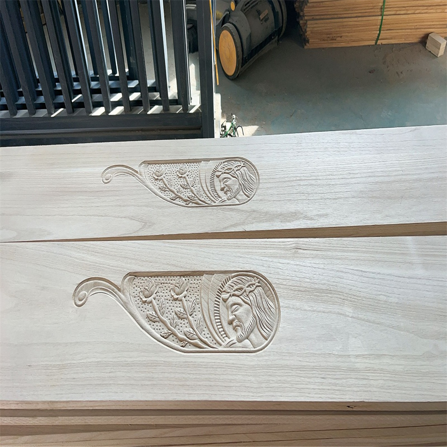 paulownia edge glued boards with Jesus carvings for the coffin sides