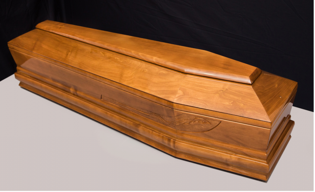 Adult Funeral China Manufacture Paulownia Wooden New European Style Coffin Casket Cremation with Finishing High Gloss Velvet and Traditional Carving Supplier