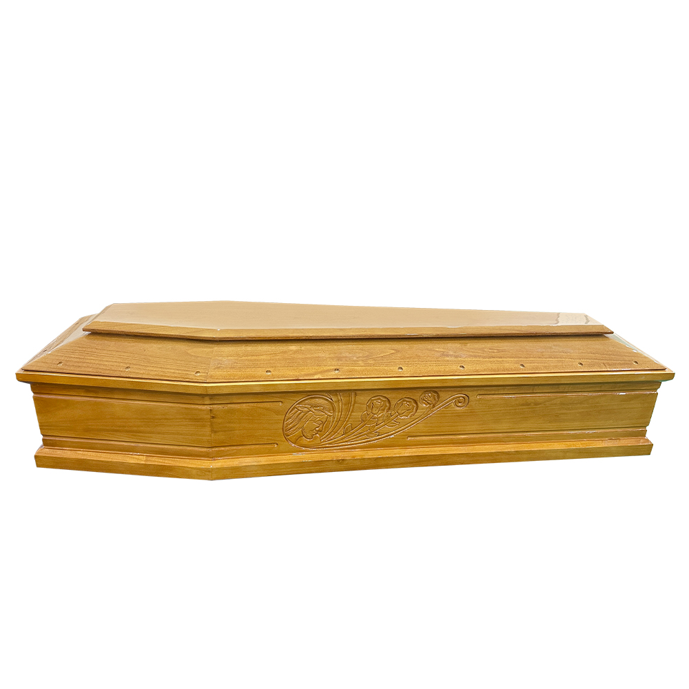 Competitively Priced Carved Wooden Coffins for Funeral Paulownia Solid Wood Coffins