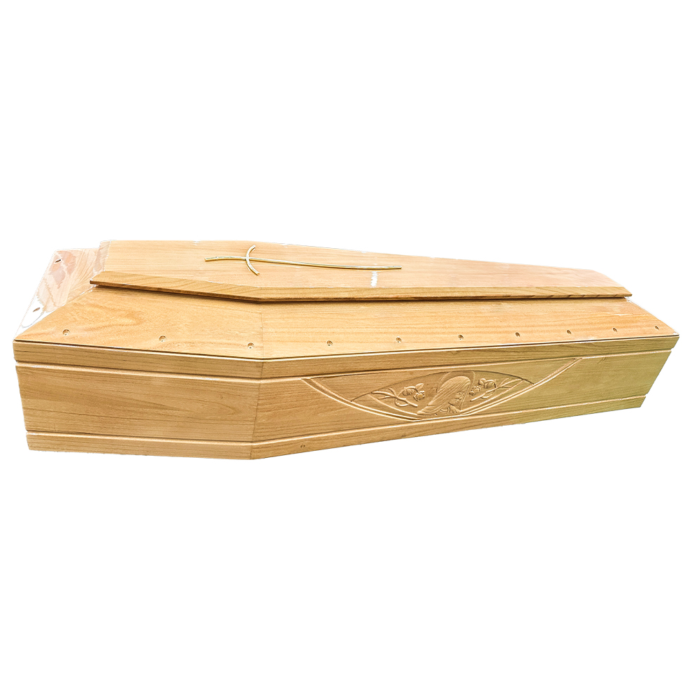Funeral Supply Paulownia Solid Wood Coffin for Funeral With Flower Carving Coffina and Caskets