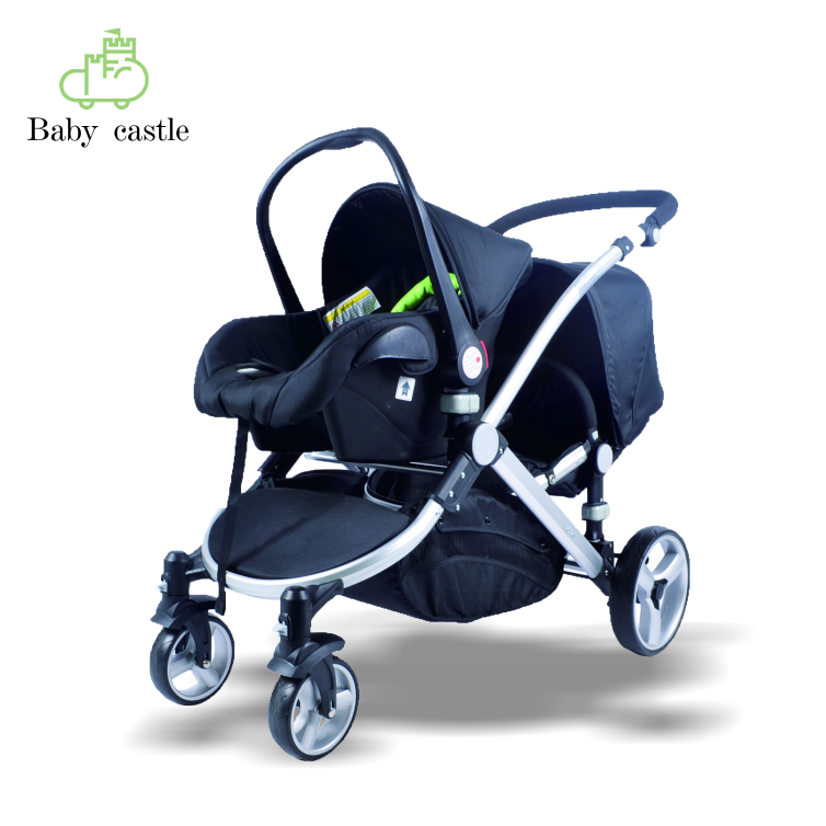 Roue en caoutchouc d'usine 0-36 mois cadre en aluminium double poussette bébé landau bébé avec EN 1888 AS/NZ 2088