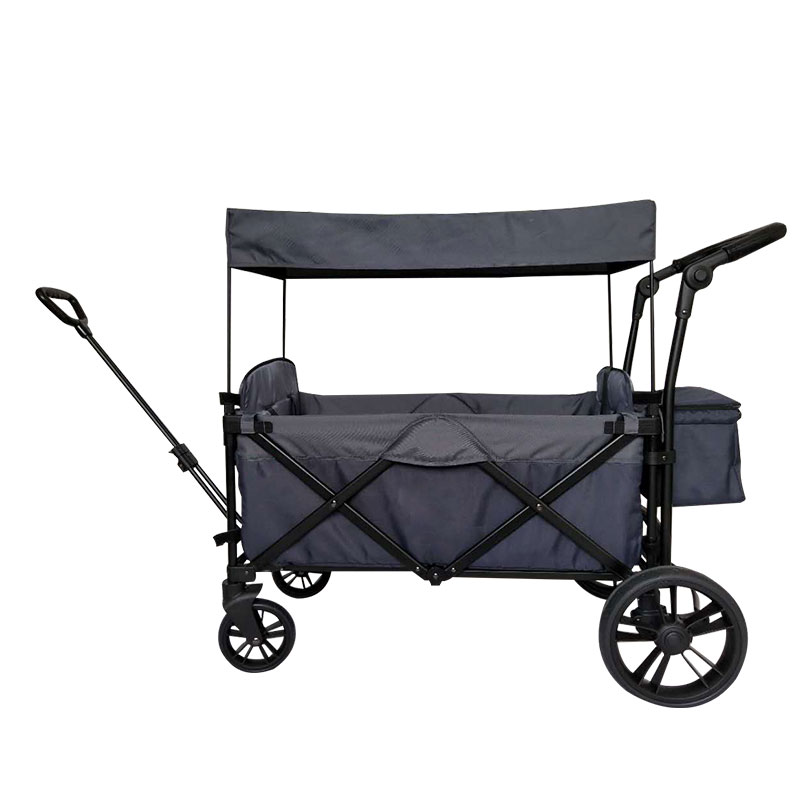 W101 New folding 4 wheels wagon trolley for toddlers,  outdoor beach kids foldable wagon with cover,  baby utility wagon with brake