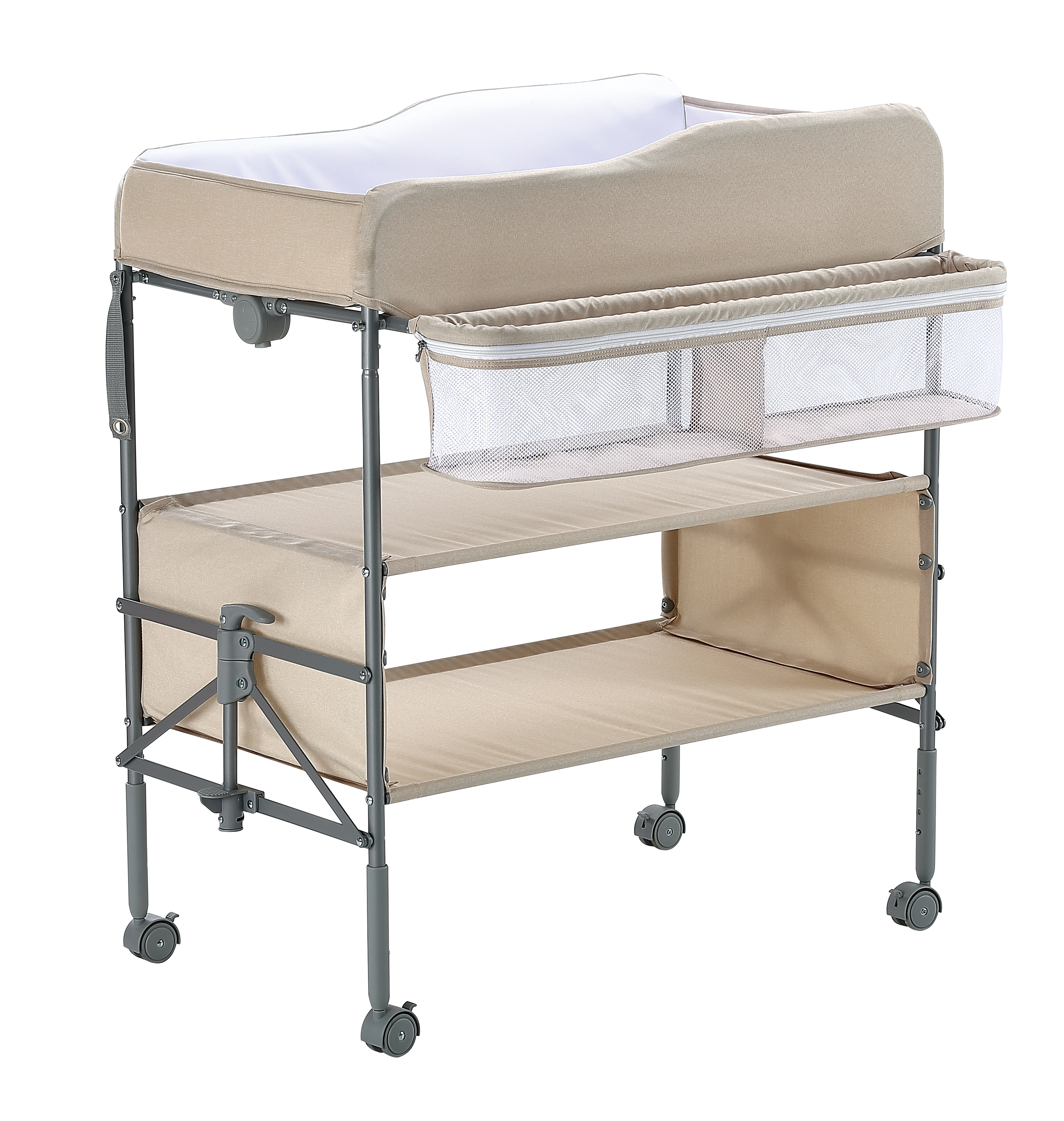 Portable Baby Changing Table, Foldable Changing Table Dresser Baby Changing Station, Height Adjustable Waterproof Diaper Changing Table Pad Topper, Newborn Nursery Organizer