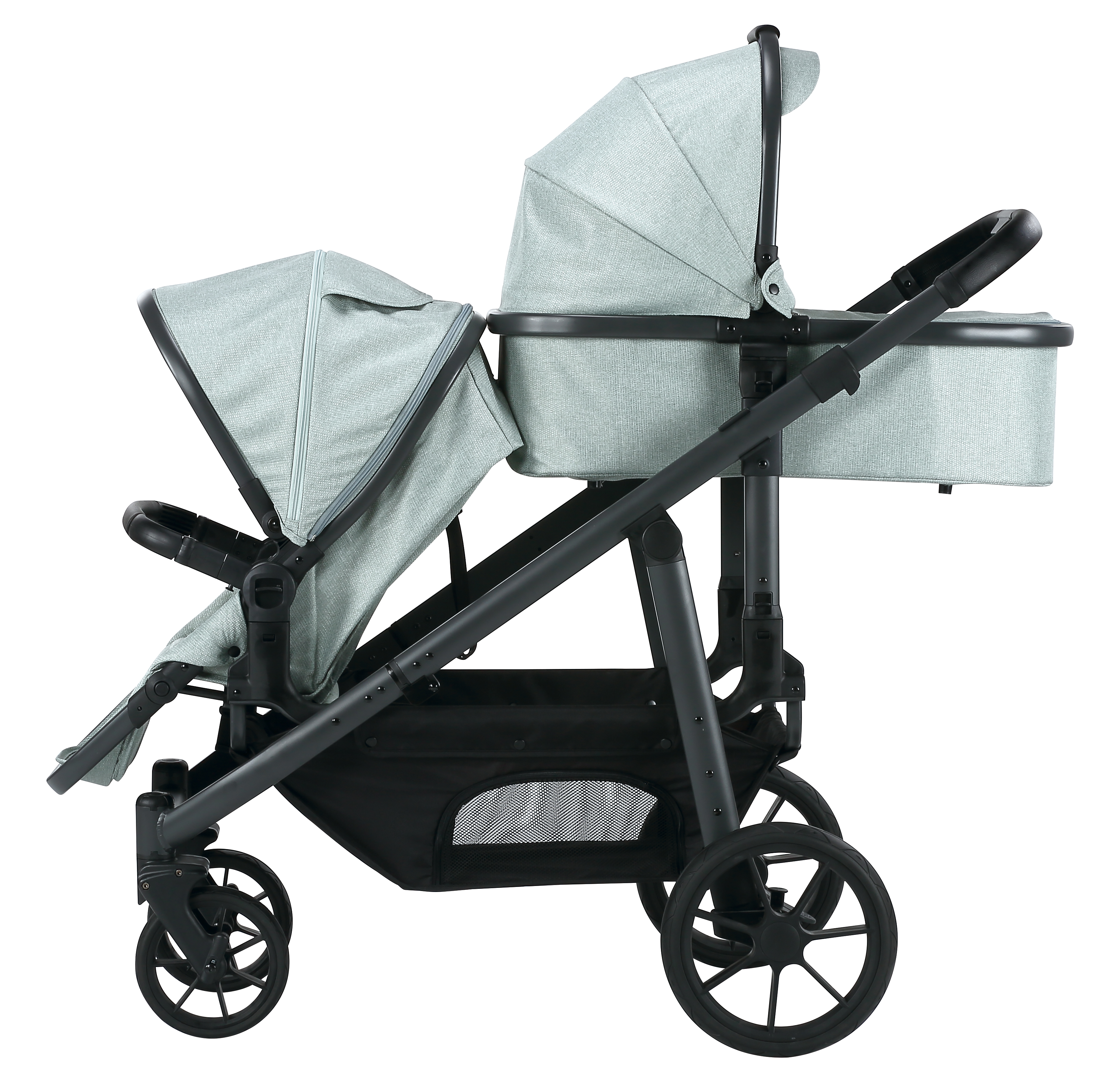 Groothandel Europese dubbele babywagen opvouwbare 3-in-1 tweelingkinderwagen
