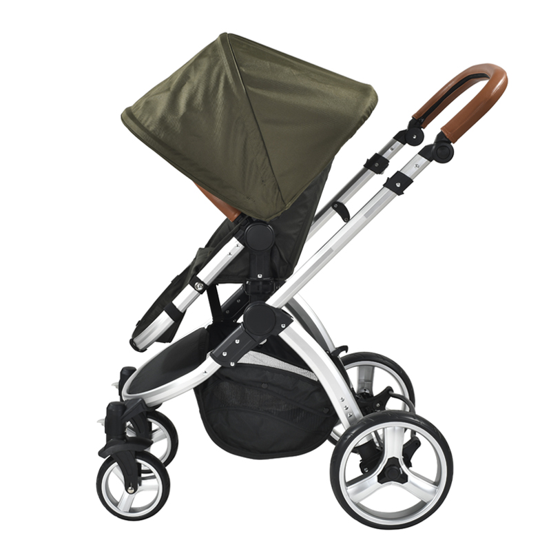 عربة أطفال مع سرير أطفال ومقعد سيارة قابل للطي بمظلة