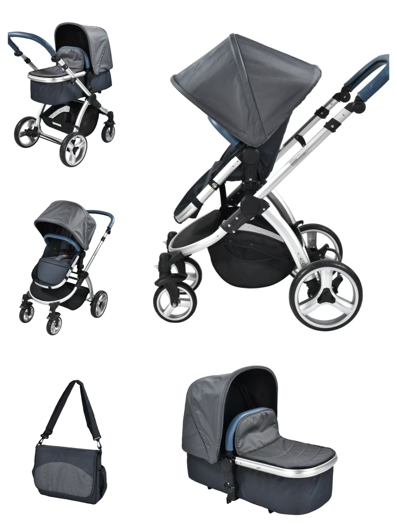 China Versatile 2-in-1 Baby Stroller: Aluminum Construction, 3-Stage Sun Canopy & Large PU Tires manufacturer
