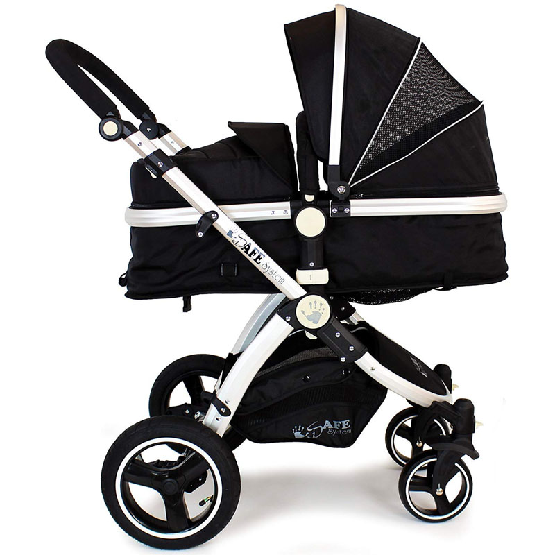 Luxury 2-in-1 Baby Pram/Stroller – Aluminum Tube Frame, 3-Section Canopy, Big PU Wheels