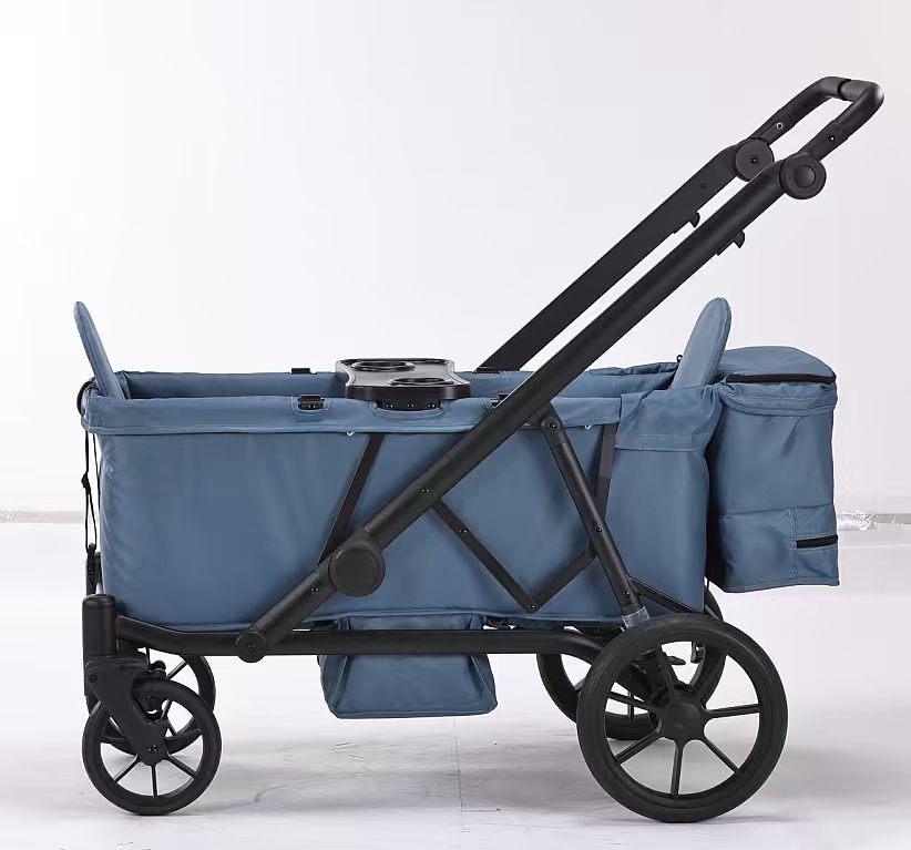 China double seater aluminum tube trailer baby wagon 3rd canopy  with foottrests manufacturer