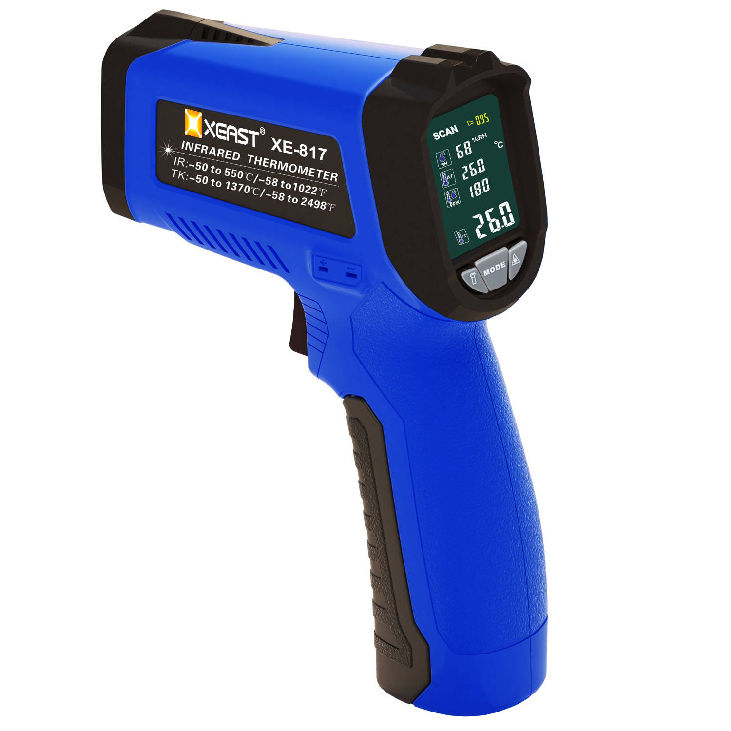 XE-817 热销 6 1 液晶显示屏红外温度计背光塑料材质温湿度计 OEM 可定制