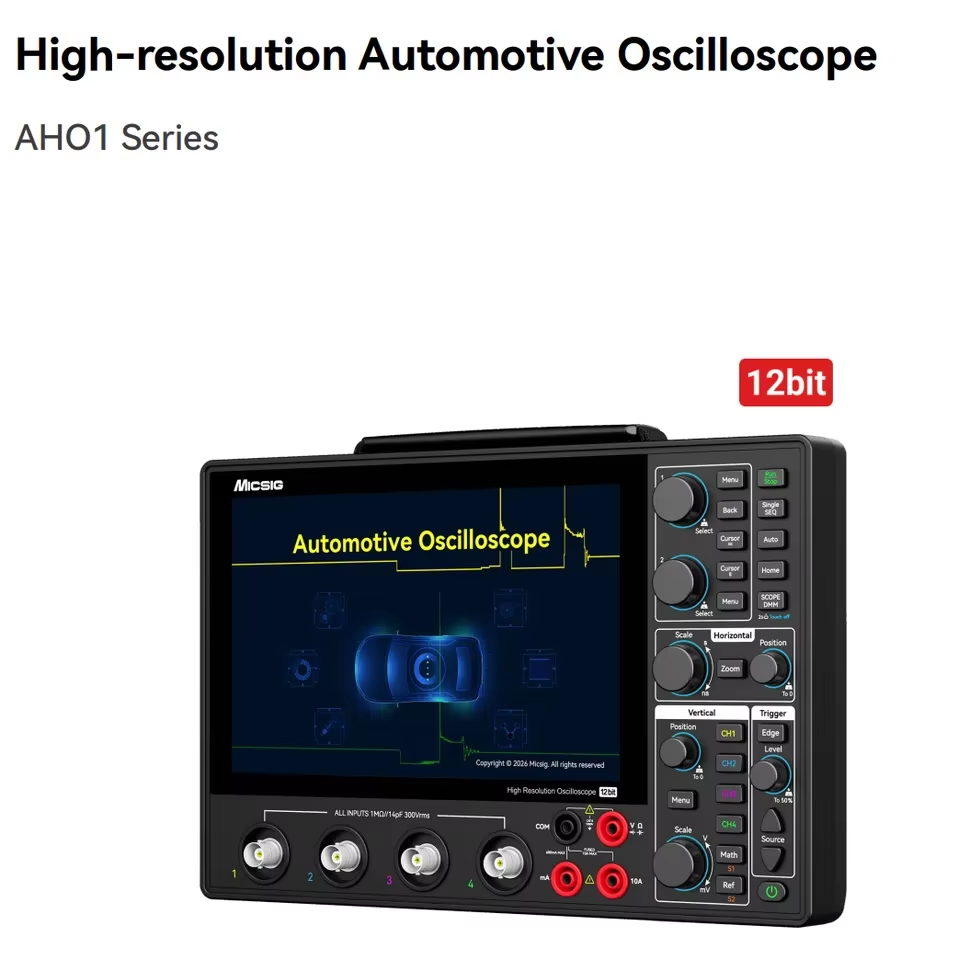 Oscilloscope automobile numérique haute résolution Micsig AHO14 12 bits bande passante 200 MHz 4 canaux 1GSa/s taux d'échantillonnage 110 Mpts