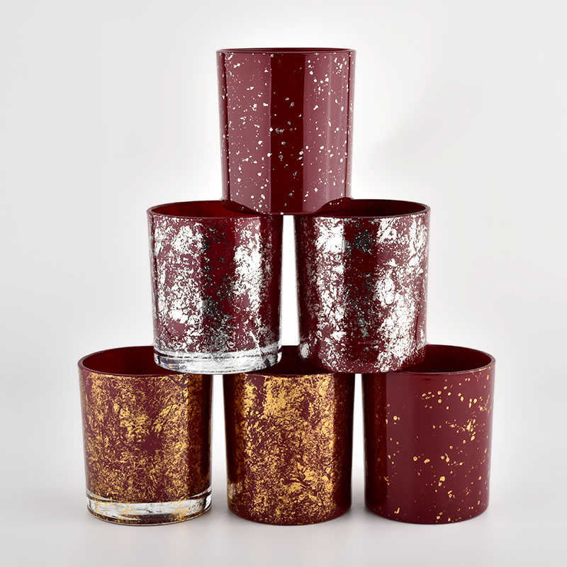 Wholesale Custom Unique Red Glass Empty Glass Candle Jar