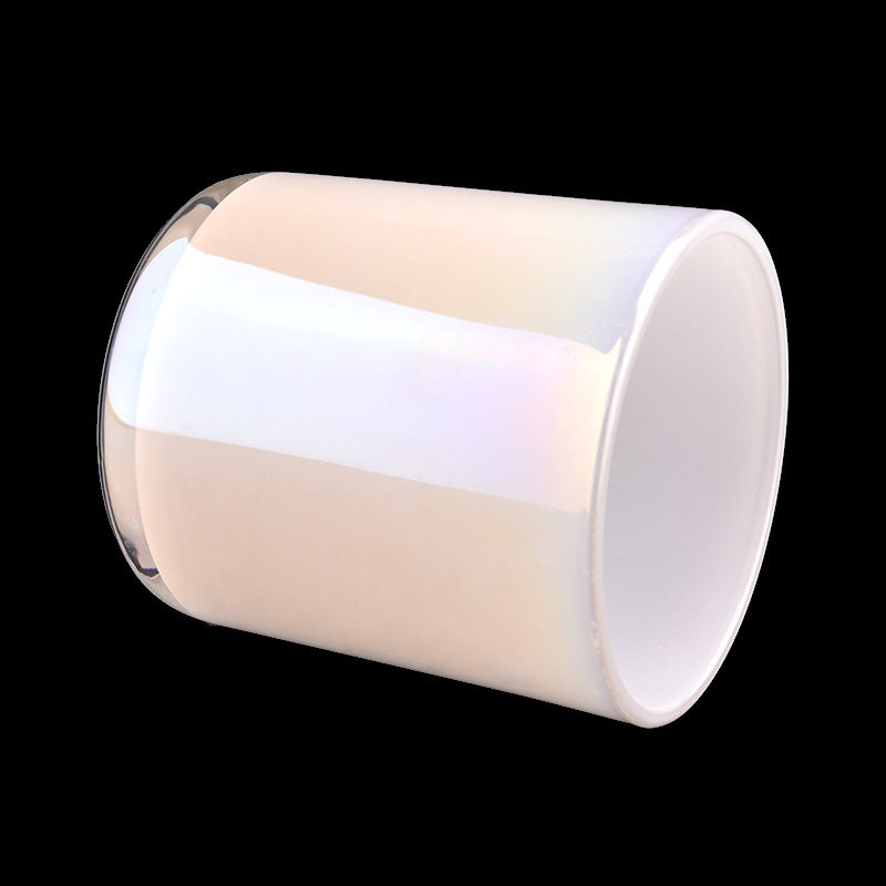 white iridescent color glass candle holders and containers for wholesale
