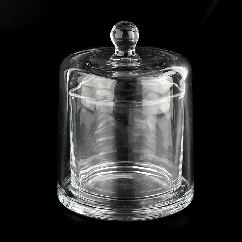 glass candle jar with glass cloche for wholesale