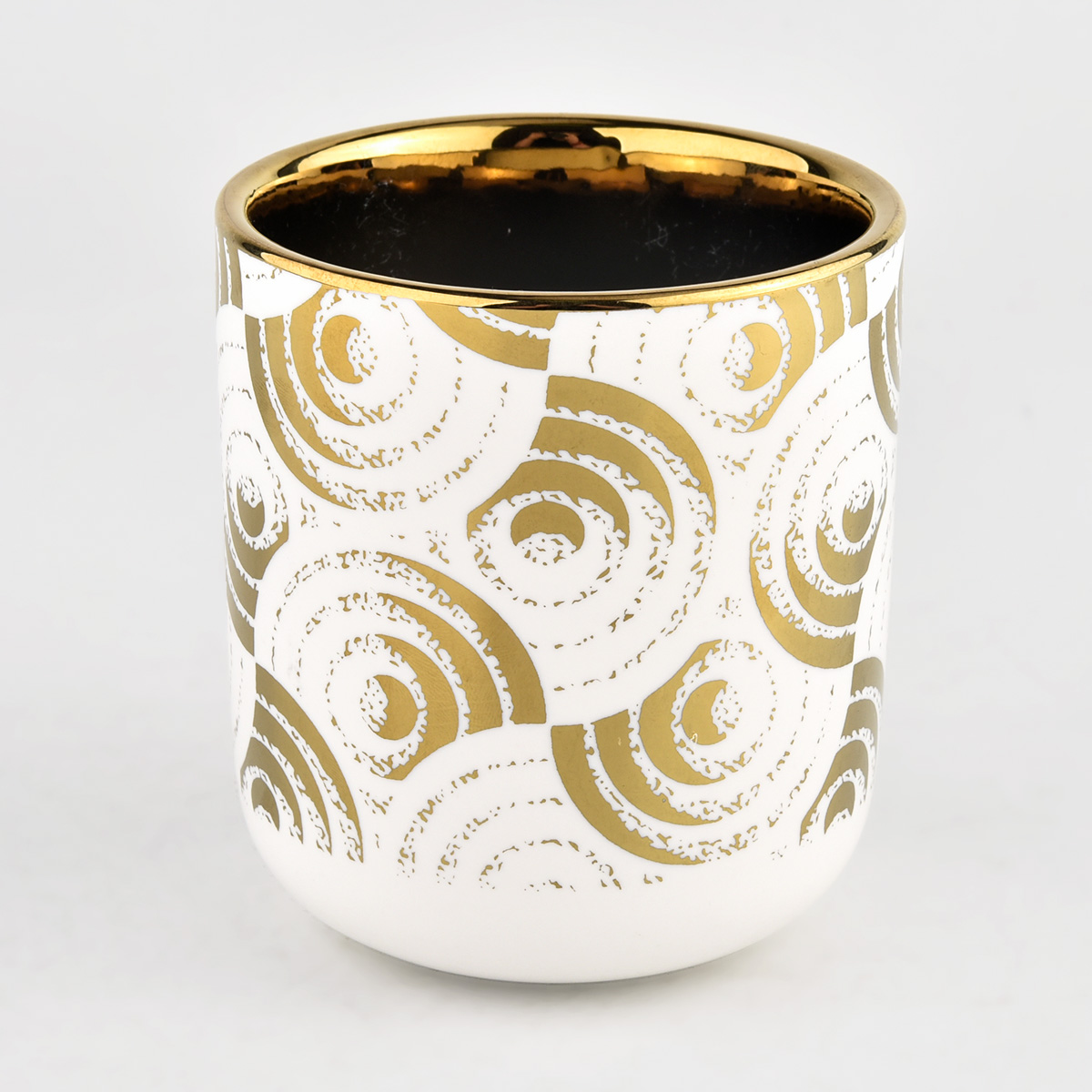 Round bottom plating patterned ceramic candlestick container wholesale