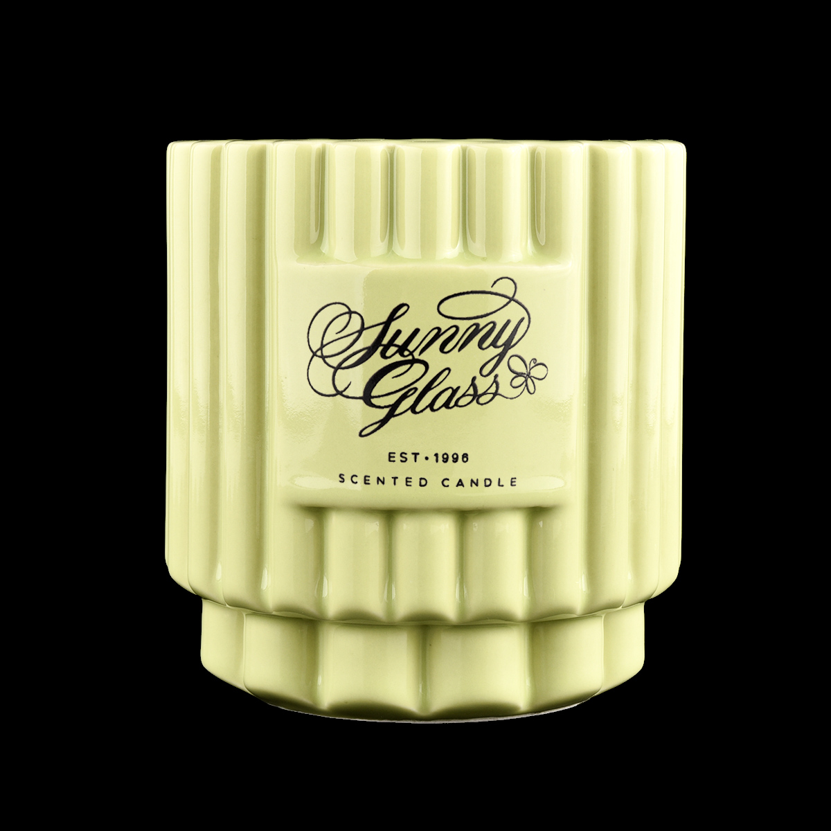 Green luxury vertical edge ceramic candlestick jar step ceramic cup from Sunny Glassware