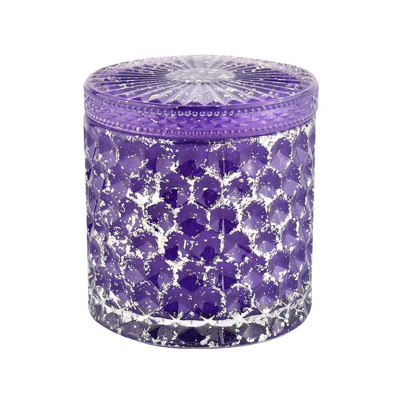 Home purple with lids glass candleholders custom empty candle vessels