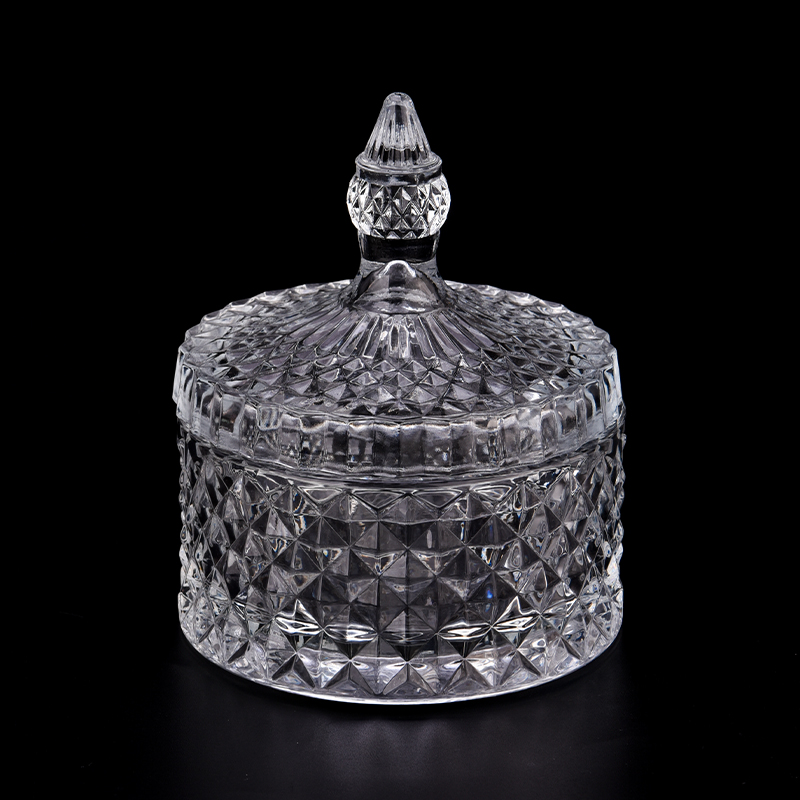 luxury geographic cut  glass candle holder with lid manufacturers