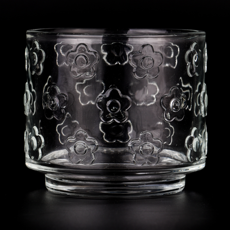 wholesale 12 OZ raised pattern glass candle jar