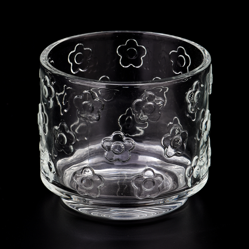 wholesale 12 OZ raised pattern glass candle jar