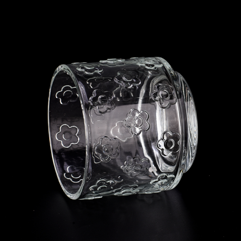 wholesale 12 OZ raised pattern glass candle jar