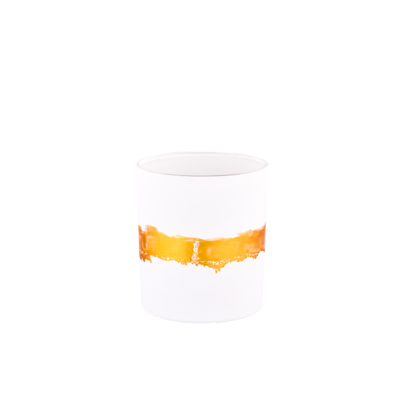 Wholesale matte white hand painted gold glass candle jars