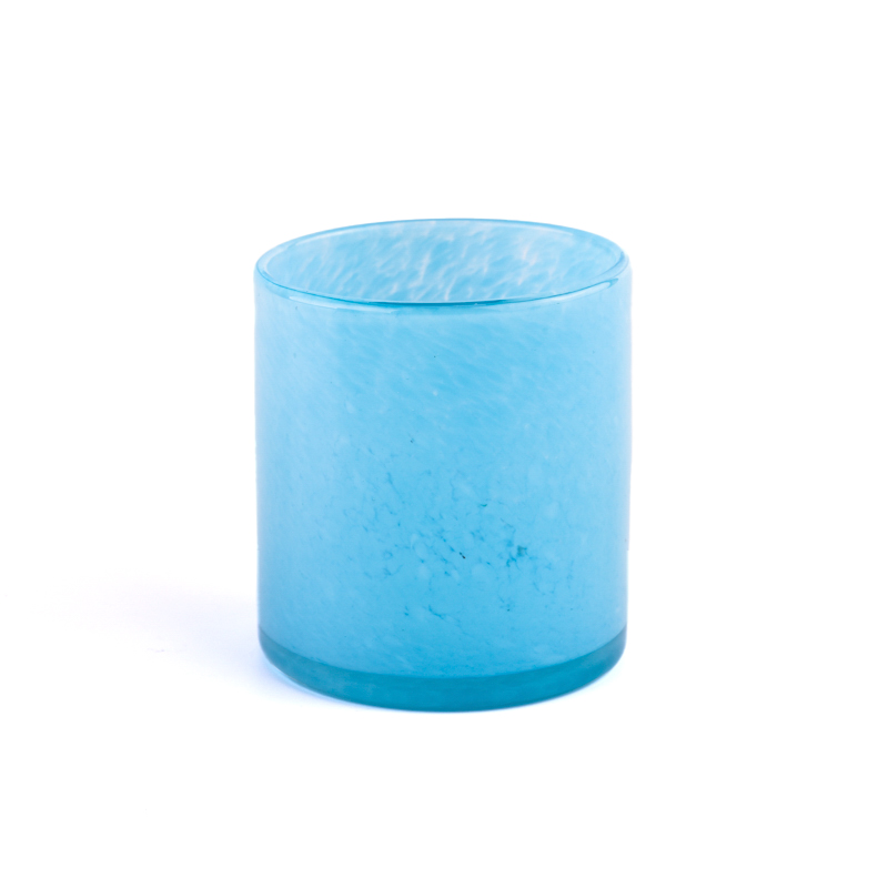 Wholesale blue glass candle jars decorated with candle holders