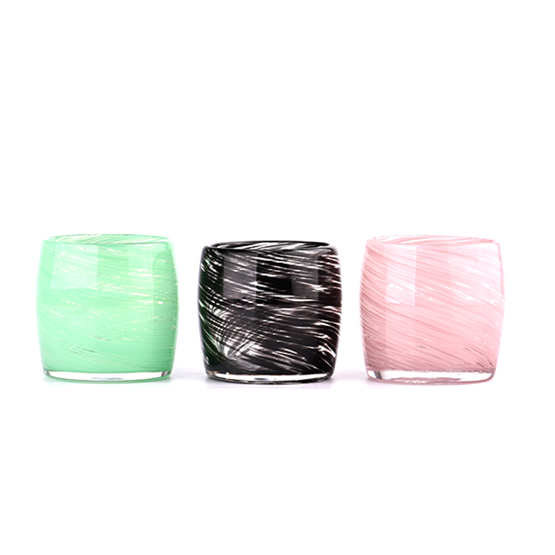 Wholesale pink patterned glass candle jars for home decor