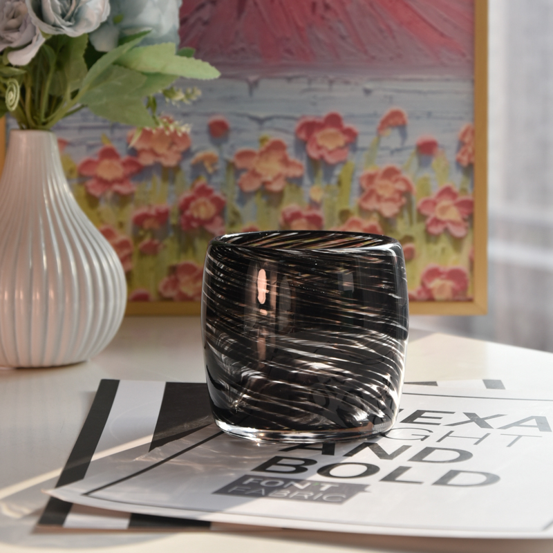 Wholesale newly designed black glass candle jars for candle holder decoration
