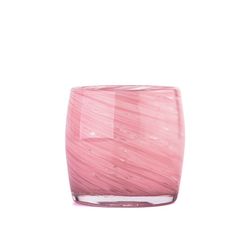 Wholesale pink patterned glass candle jars for home decor Wholesale pink patterned glass candle jars for home decor