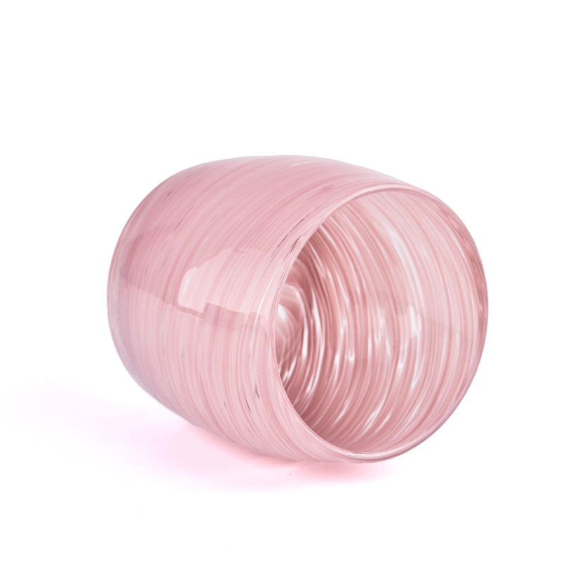 Wholesale pink patterned glass candle jars for home decor Wholesale pink patterned glass candle jars for home decor