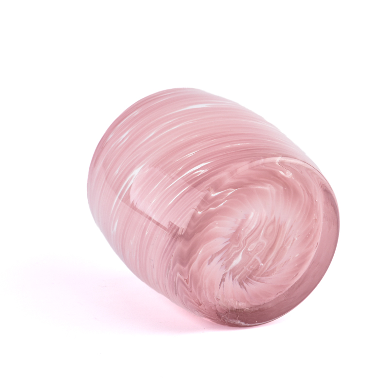 Wholesale pink patterned glass candle jars for home decor Wholesale pink patterned glass candle jars for home decor