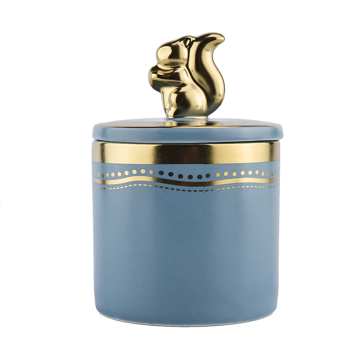 hot sales blue ceramic candle jar with handing lid
