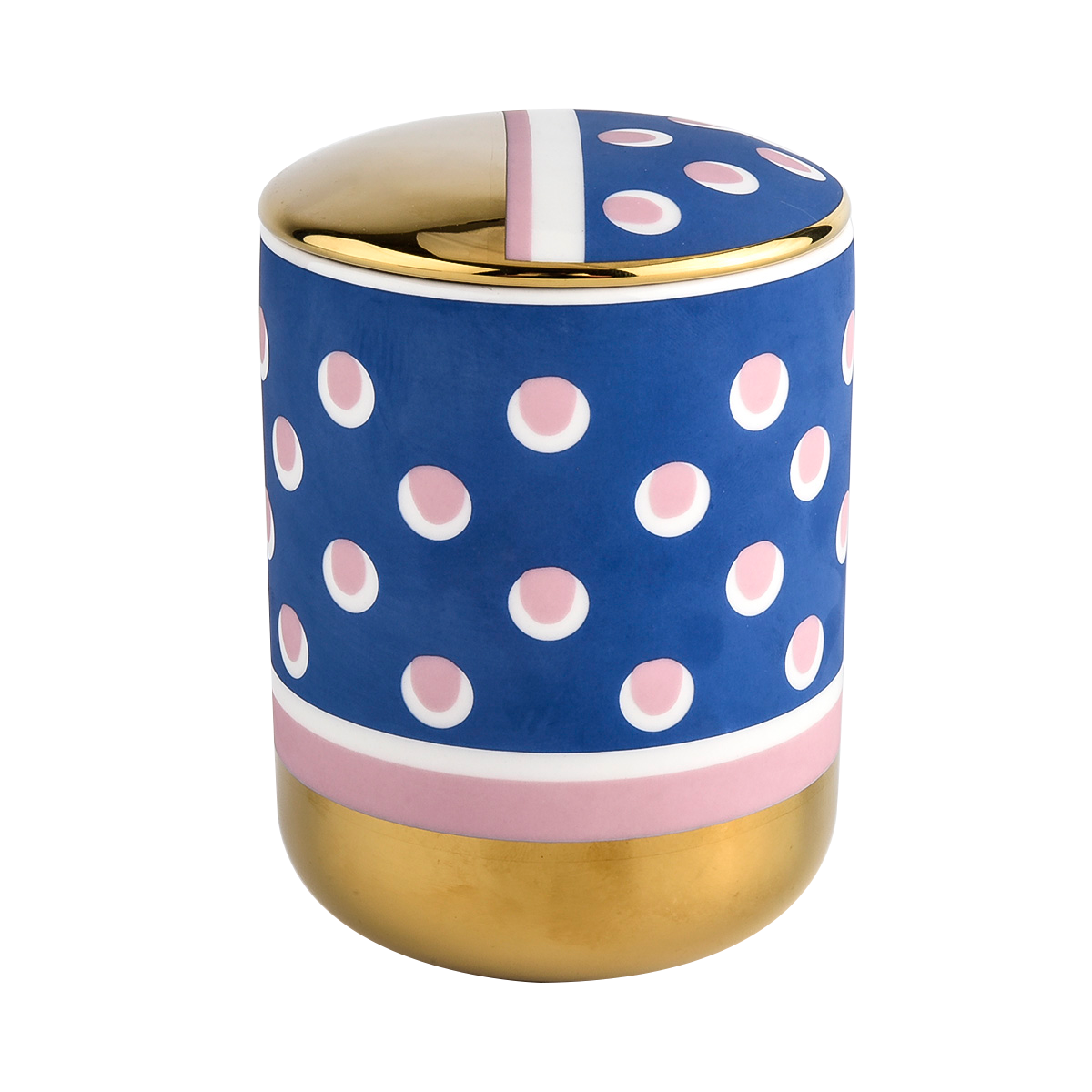 luxury gold decal with hand paint artwork ceramic candle jar