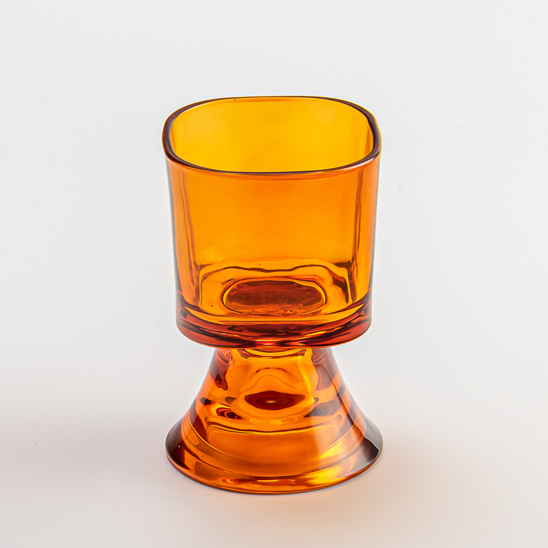 Luxury Retro Style Transparent Amber Glass Candle Vessel Soy Candle Holder