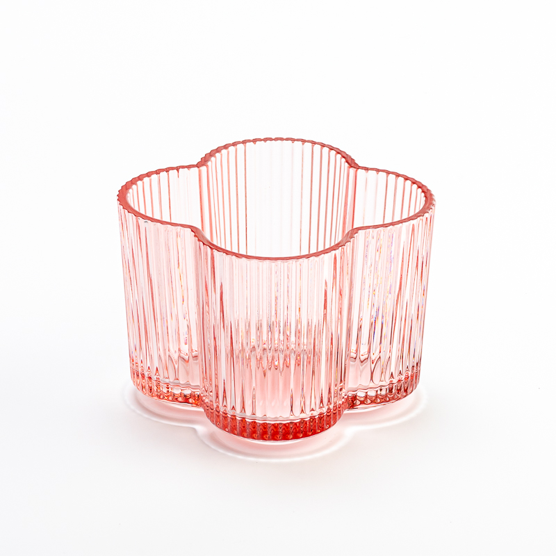 Flower Shape Transparent Colored Glass Container Scented Candle Holder Wholesaling