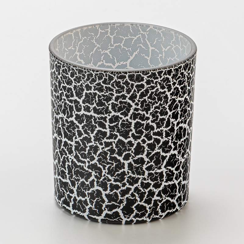 Creative Black Crack Design Glass Candle Jar 290ml Empty Scented Candle Holder