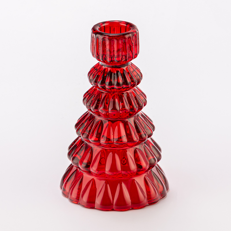 Luxury Red Tree Style Decorative Tealight Holder Glass Candle Jar