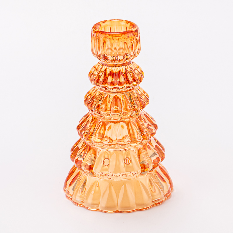 Luxury Amber Color Decorative Tealight Holder Glass Candle Jar