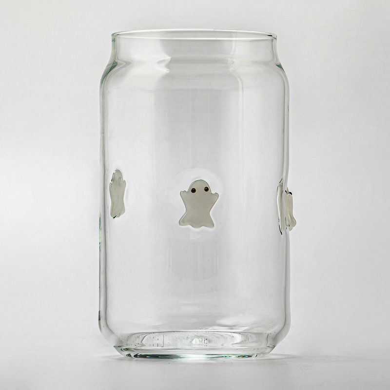 Halloween Ghost Design Clear Glass Candle Holder for Holiday Decoration and Gifts