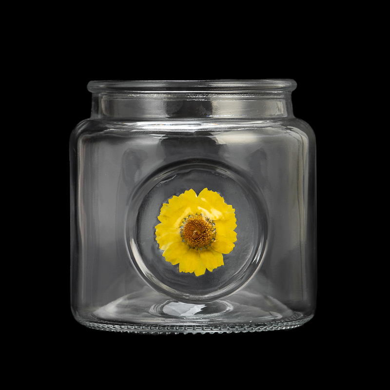 Creative Design Flower Decor Glass Jar Empty Candle Vessel