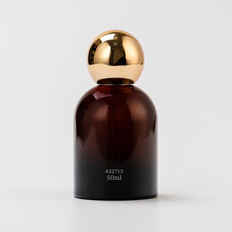 Luxury Dark Red Custom Logo Glass Perfume Essence Bottle with Round Lid